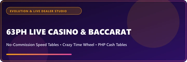 Evolution Crazy Time 54-segment live wheel on 63PH showing Coin Flip, Cash Hunt, Pachinko, and Crazy Time odds