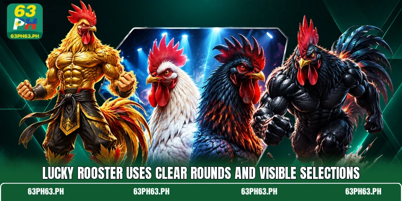 Lucky rooster uses clear rounds and visible selections Lucky rooster uses clear rounds and visible selections