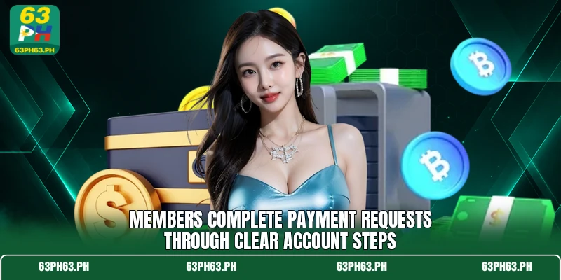 Members complete payment requests through clear account steps
