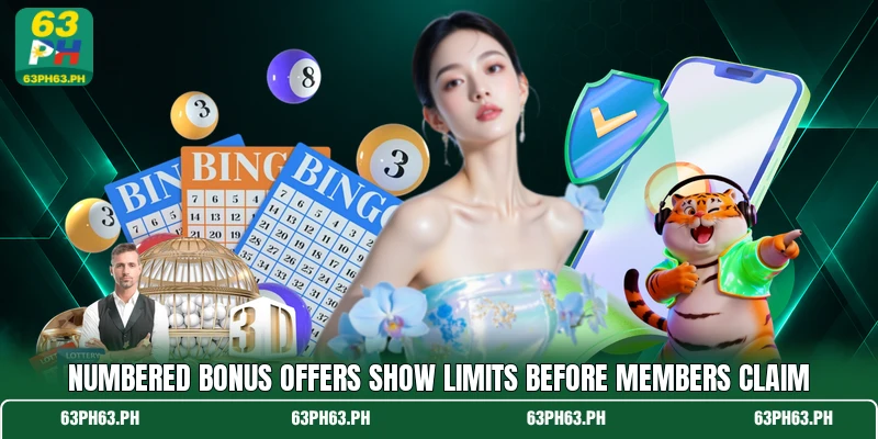 Numbered bonus offers show limits before members claim Numbered bonus offers show limits before members claim