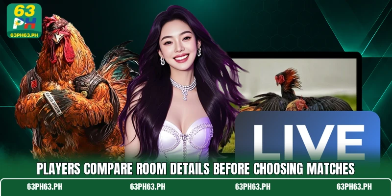 Players compare room details before choosing matches Players compare room details before choosing matches