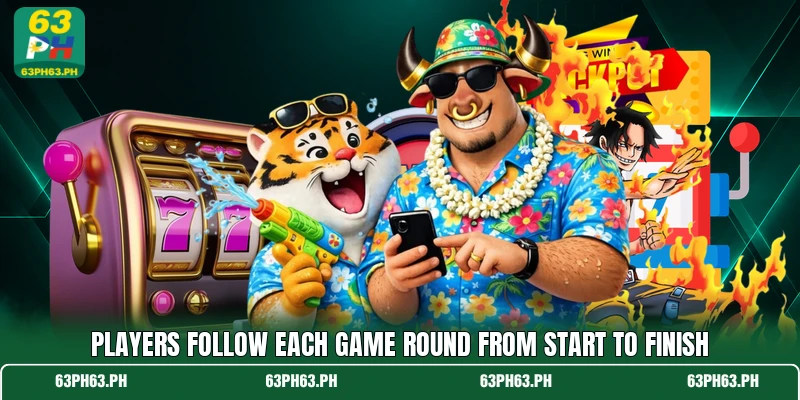 Players follow each game round from start to finish