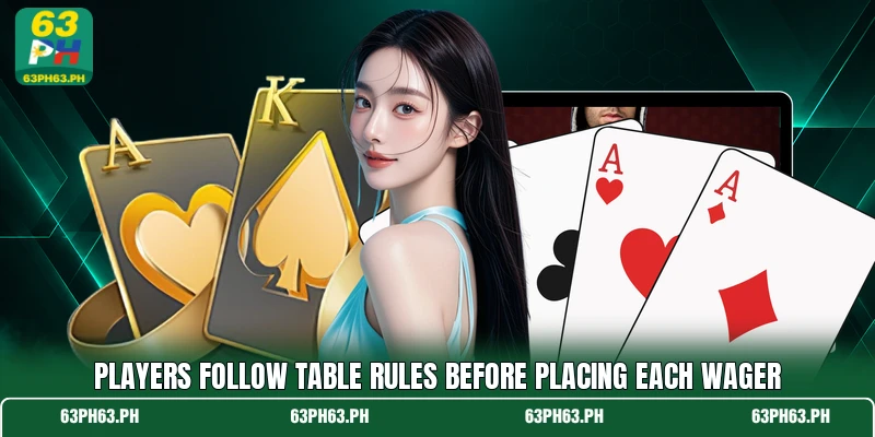 Players follow table rules before placing each wager