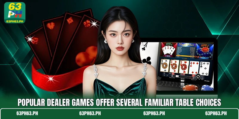 Popular dealer games offer several familiar table choices