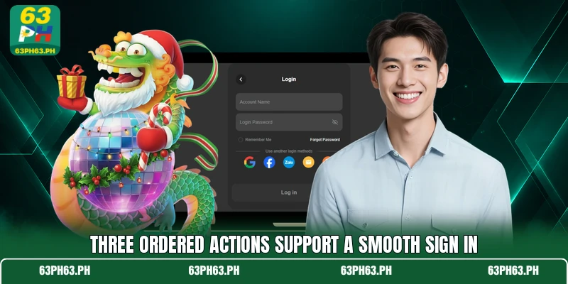 Three ordered actions support a smooth sign in Three ordered actions support a smooth sign in